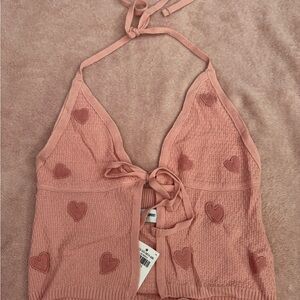 Pink Halter Top with Heart Details